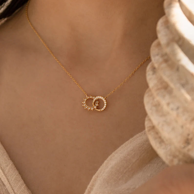 Sun & Moon Eternity Diamond Necklace