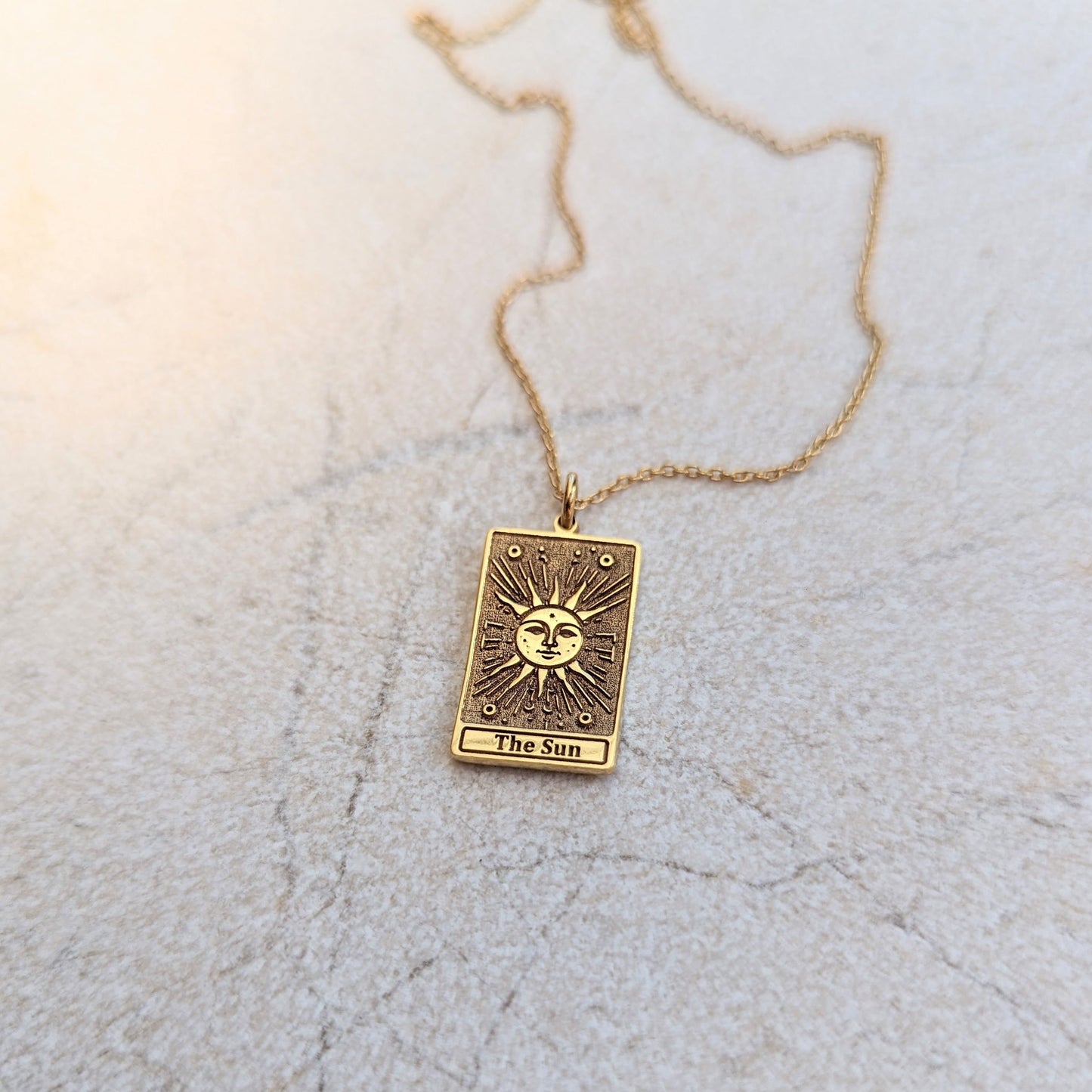 Mystical Sun Tarot Card Charm Necklace