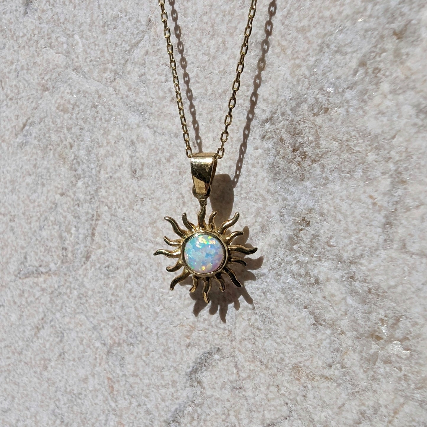 Pure White Opal Sun Necklace