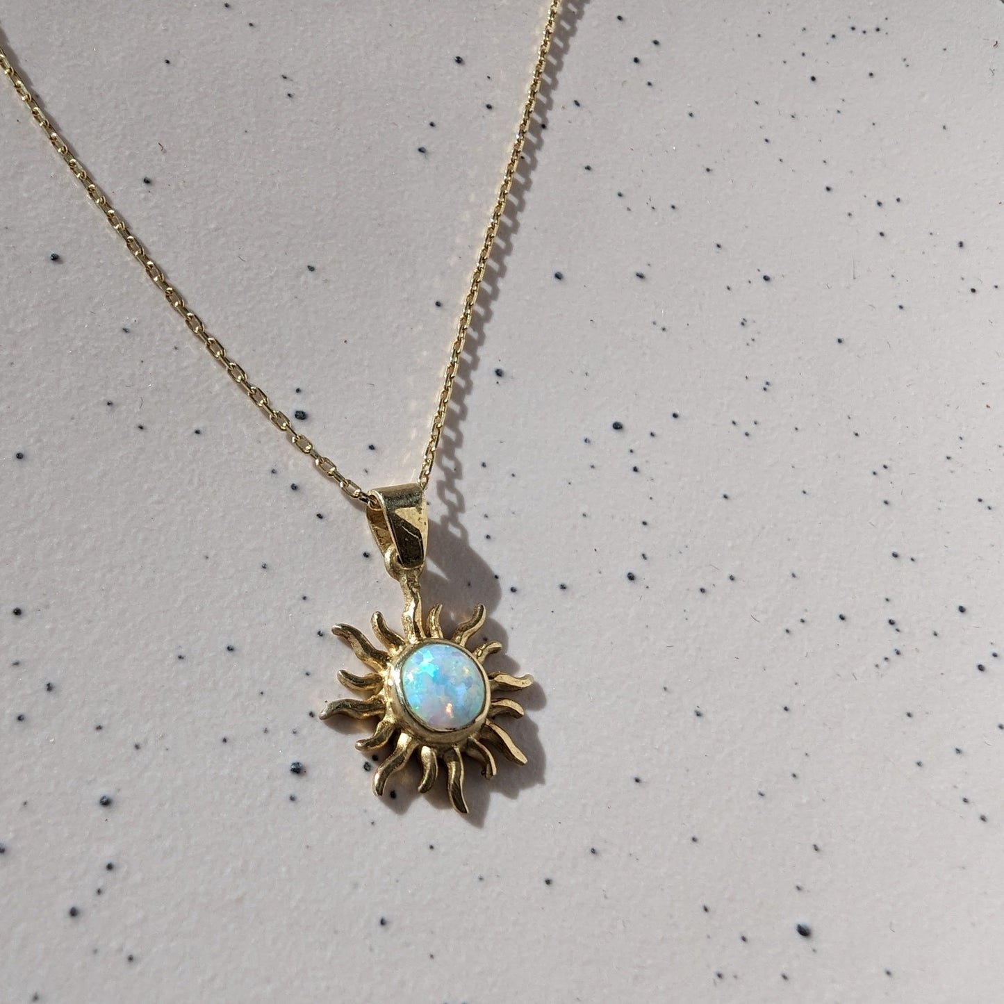 Pure White Opal Sun Necklace