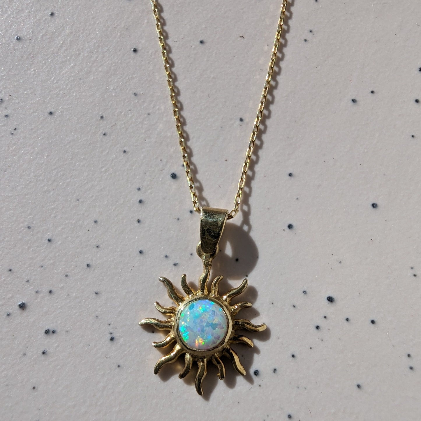 Pure White Opal Sun Necklace