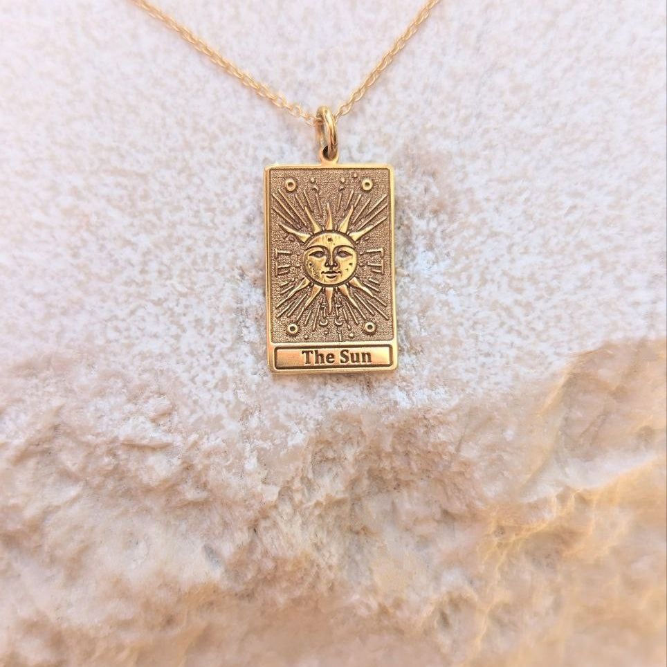 Mystical Sun Tarot Card Charm Necklace