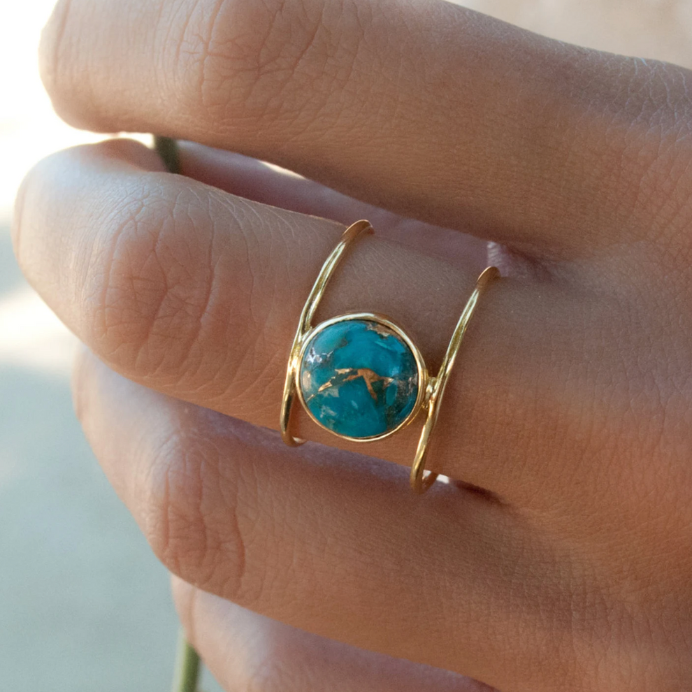 Raw Healing Turquoise Gold Ring