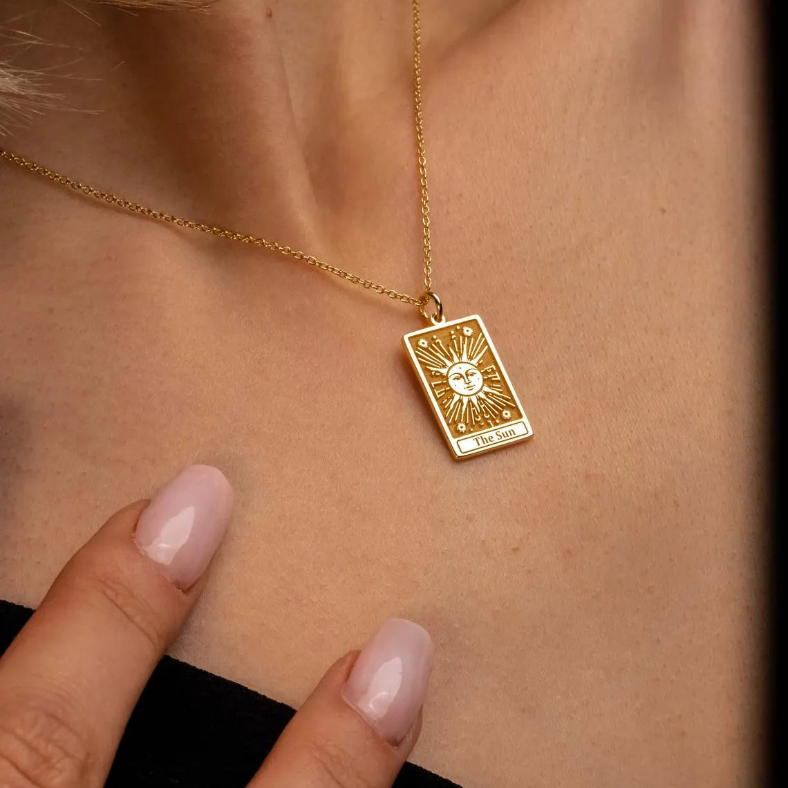 Mystical Sun Tarot Card Charm Necklace