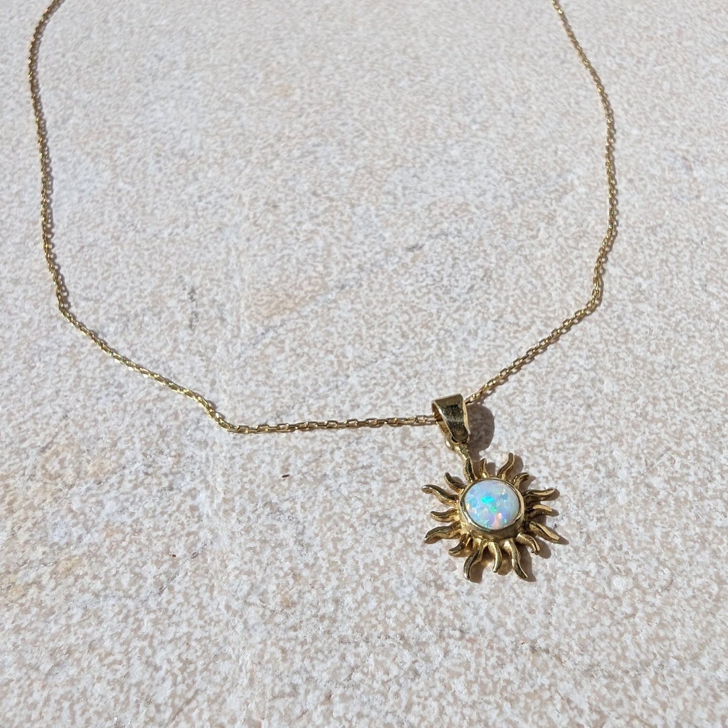 Pure White Opal Sun Necklace