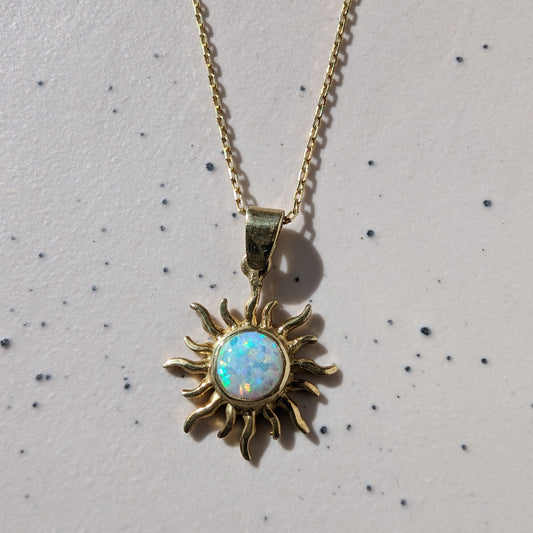 Pure White Opal Sun Necklace