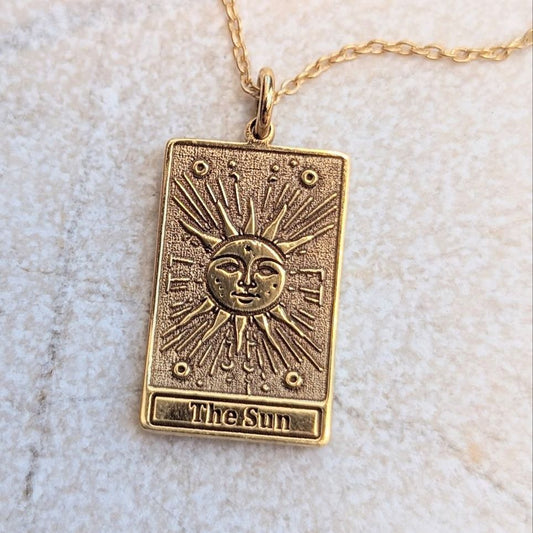 Mystical Sun Tarot Card Charm Necklace